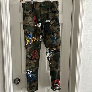 NWT Decibel Camo Graphic Denim Cargo Pants Men’s Size 30x32
